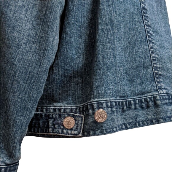 Denim Jacket Embroidered Beaded  Women Blue 14P - Picture 6 of 8